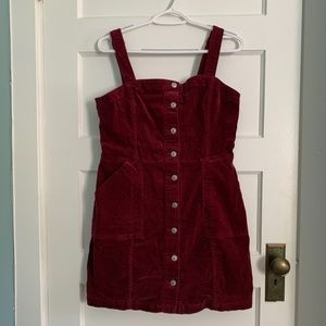 H&M Burgundy Corduroy Jumper Dress  Size 10